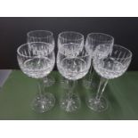 6x Waterford Tramore Wine Hock Goblet Glasses Elegant Crystal