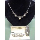 Marcasite and pearl jewellery suite