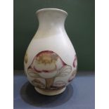 Moorcroft Pedestal Vase, decorated with mushrooms on a matt cream ground