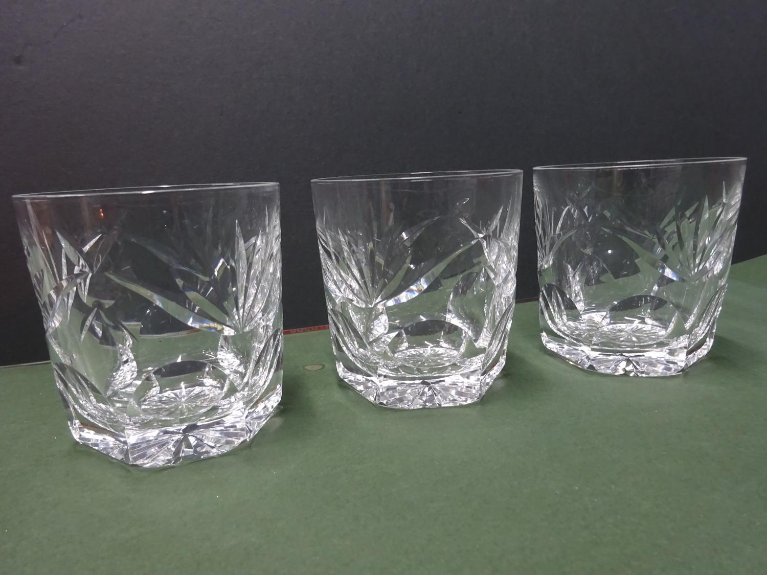 3x Waterford Crystal, Ashling cut, tumblers. Etched to the bases 'Waterford'.