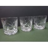 3x Waterford Crystal, Ashling cut, tumblers. Etched to the bases 'Waterford'.