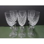 6x Waterford Crystal "POWERSCOURT" Sherry / Port Glass