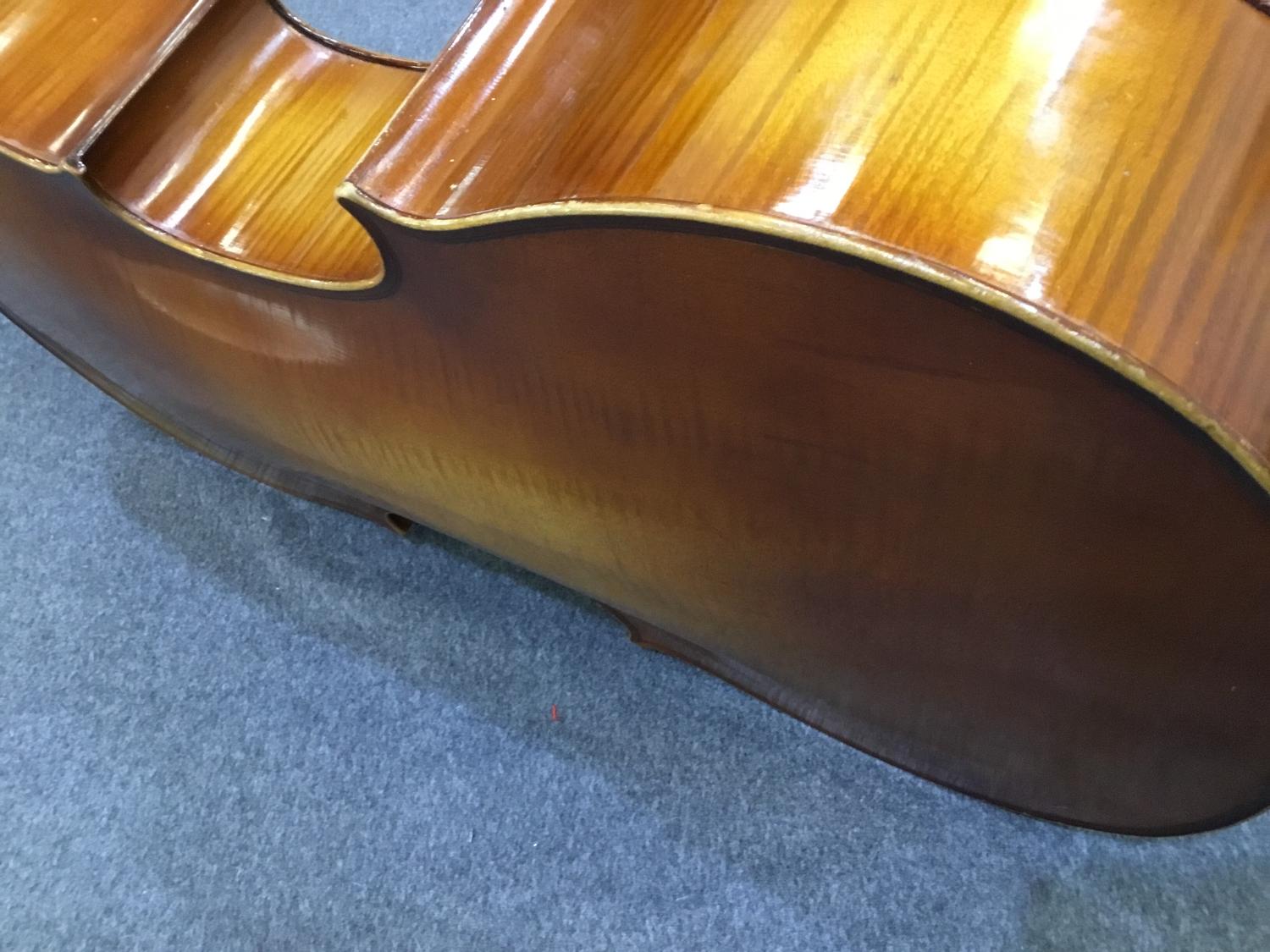 20th Century cello with two-piece flamed maple back and sides with deep carved spruce top - Image 5 of 6