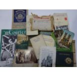 Selection of vintage postcards, maps, and travel memorabillia