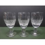 3x Waterford Crystal “COLLEEN” Sherry / Port Glass – 10.9cms (4-1/4?) Tall