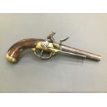 An early 19th Century French service flintlock pistol, engraved 'Maulberge'