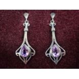 Past Times Silver earrings with purple stone