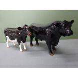 Beswick Bull & cow ornament (Black)