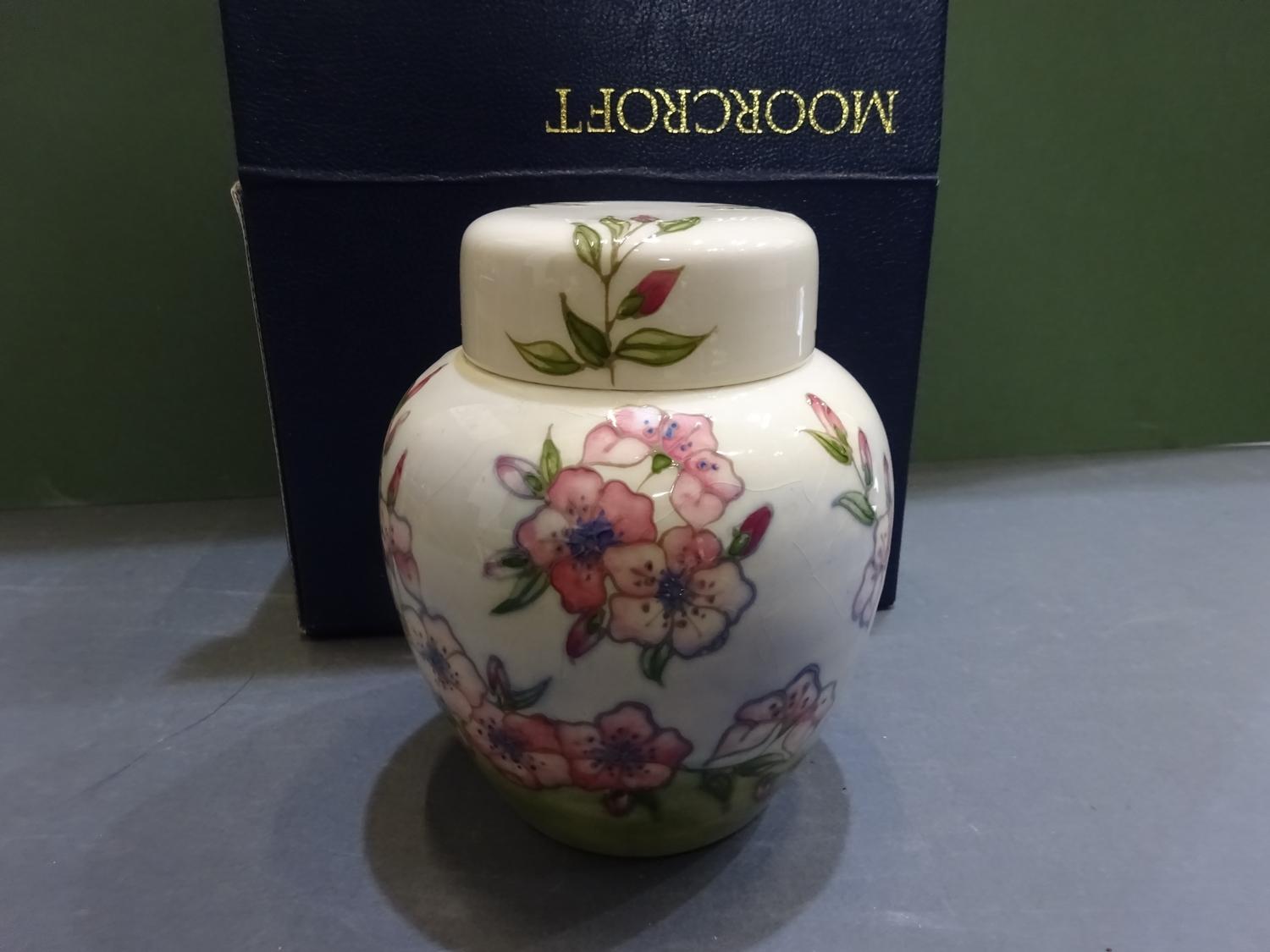 Moorcroft ginger jar 'spring blossom' pattern, after Sally Tuffin, by Jennifer James