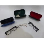 3x pairs of glasses in cases