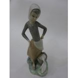 Lladro girl with duck & milk pail, also Lladro girl with basket (missing crook)