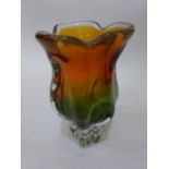 glass vase (orange & green)