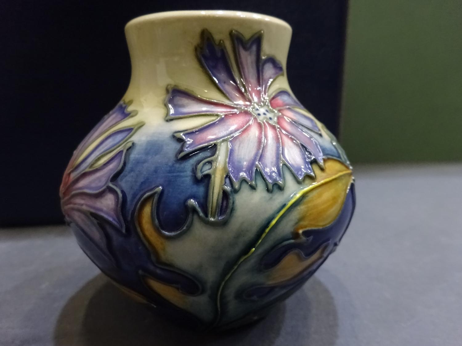 Moorcroft pottery vase, ovoid with small cylindrical neck. - comes with box - Image 2 of 5