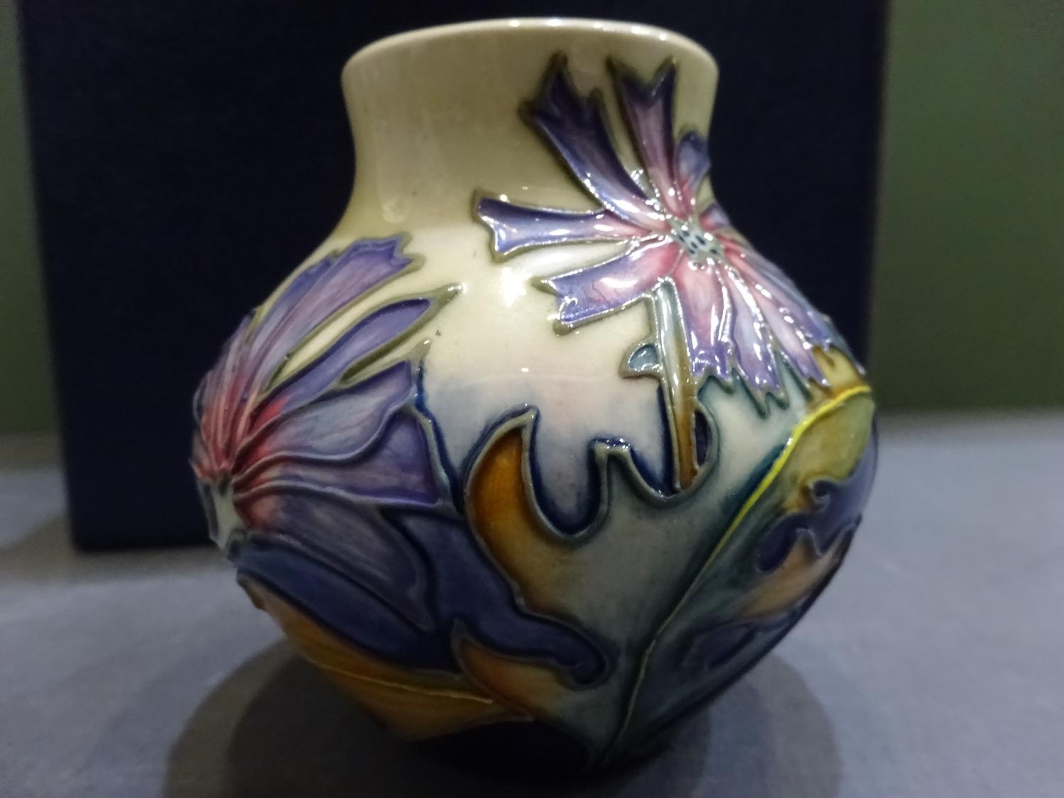 Moorcroft pottery vase, ovoid with small cylindrical neck. - comes with box - Image 3 of 5