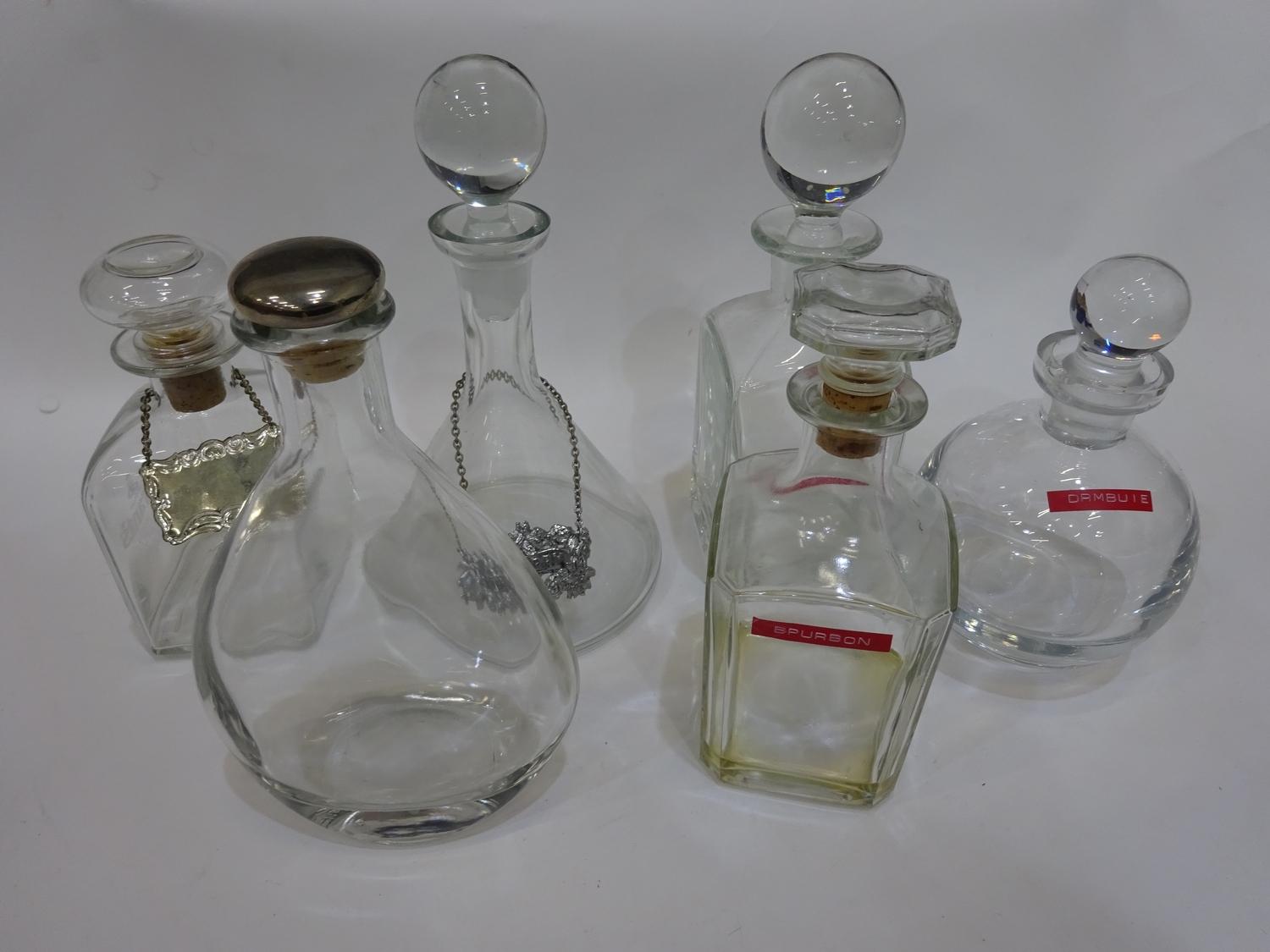 6x used whiskey decanters