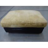 Large cushioned pouffe with leather base