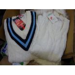 Box of 25 new cricket jumpers, various sizes