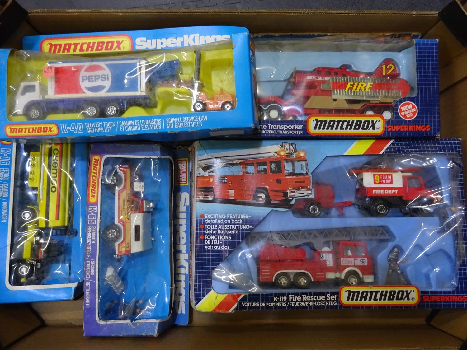 Matchbox Superkings - commercials & firetrucks (5 ITEMS, BOX 20)