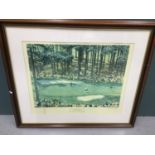 Arthur Weaver signed colour print 'THE MASTERS 1969 - THE WINNER GEORGE ARCHER ON THE 16TH GREEN'