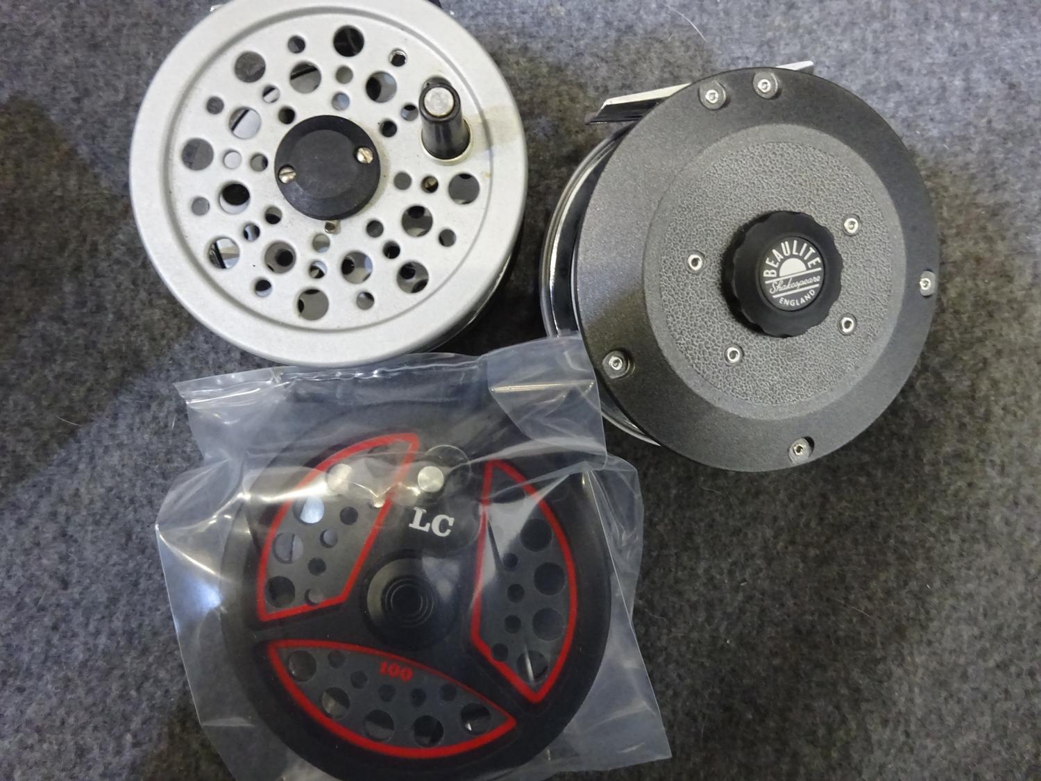 Three boxed fly fishing reels & two spare spools (6) - Image 2 of 2