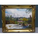 (G) Oil painting by J.Daley & print of countryside scene