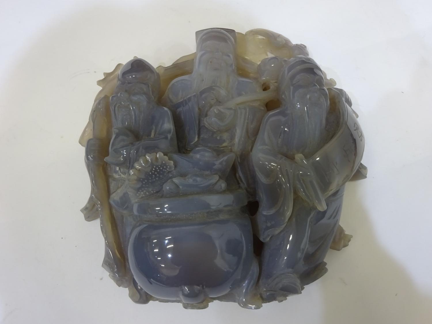 Circa 1920’s banded agate ornament of three immortal gods