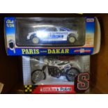 Two model vehicles - Peugeot 405 & Kawasaki KLR 600 (2 ITEMS, BOX 19)