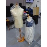 2 fabric and wood mannequins ( 1 adult, 1 child)