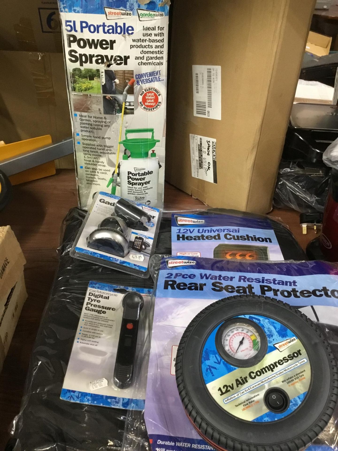 Car bundle - compressor, heated cushion, sprayer & other accessories