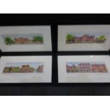 Gerald Rickards (1931 -2006) - hand tinted prints x4, Areas of Wigan - 41x23.5cm