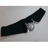 Marine waist belt with cast white metal clasp having four mast ship