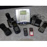 Home office digital telephone and vintage cordless phones