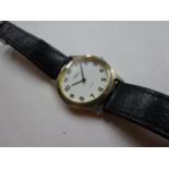 Reflex gent's quartz wristwatch with white dial, black numerals, japan movement, on leather strap