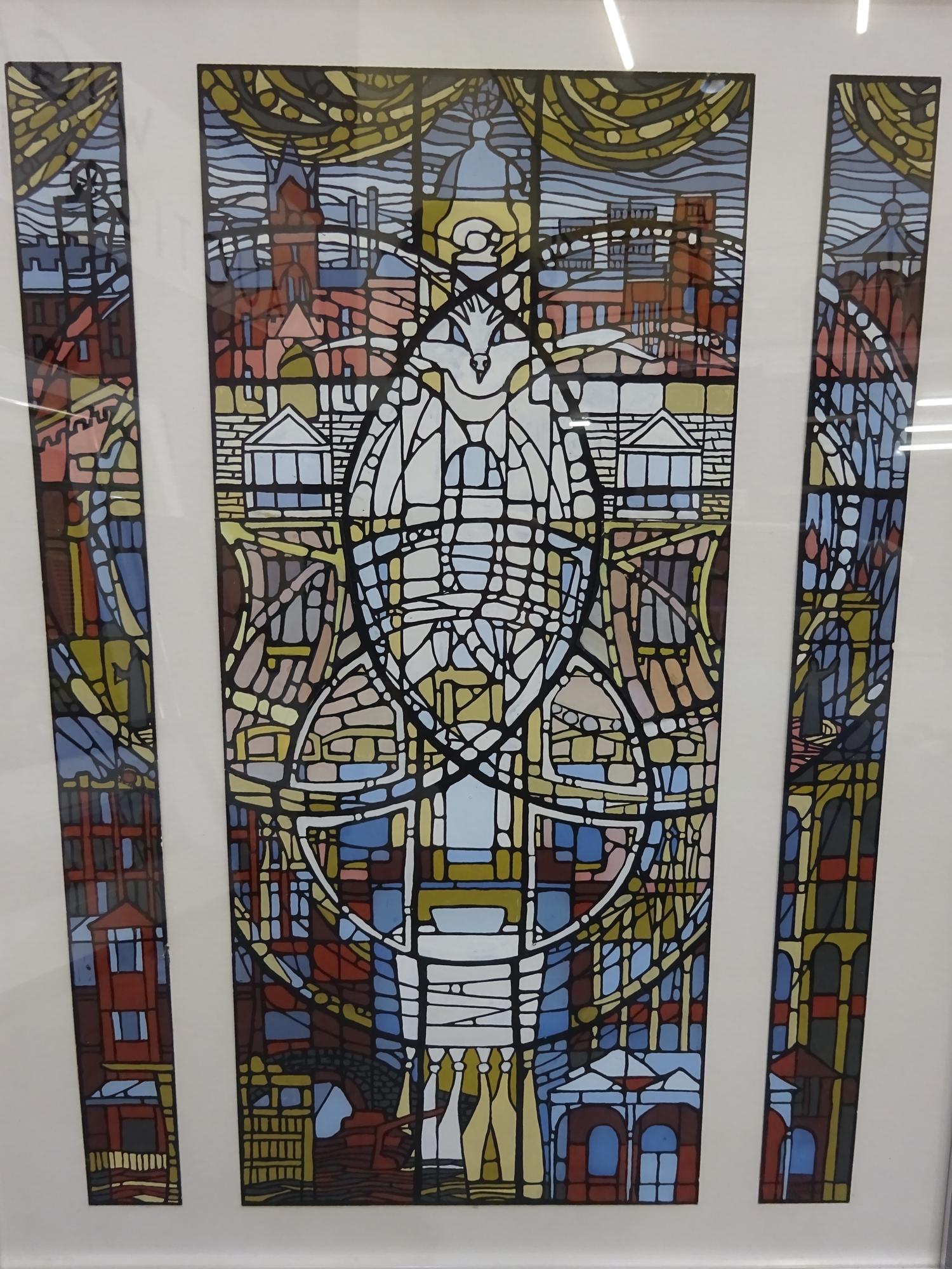 Gerald Rickards(1931 -2006) Original, design for stained glass window at the Queens Hall, Wigan