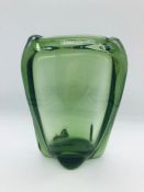 Whitefriars Sea Green lobed vase pat no 9376 Designed by James Hogan c.1948 20cms H