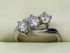 A 9ct white gold CZ ring