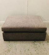 A large upholstered footstool section of a modular sofa in grey linen. (120cm x 90cm x 45cm)