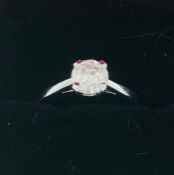 A 9ct white gold single stone diamond ring of 90 points approx