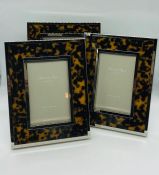 A set of three Addison Ross Tortoise shell and silver photo frames (1 x 5" x 7" and 2 x 6" x 4")
