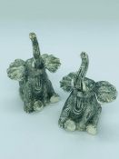 A pair of unusual condiments in the form of elephants stamped 800