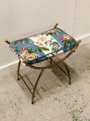 Brass dressing table stool with floral cushion pad