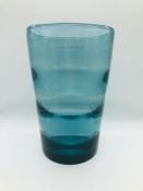 Whitefriars Arctic Blue Tumbler Vase with horizontal optic, pat no 9094 Designed by William Wilson