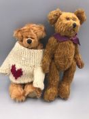 Two Teddy Bears one in an oversized jumper by Maria Grimes , one unbranded.