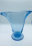 A Scarce Whitefriars forked footed Sapphire vase pat no. 9251 designed by James Hogan c.1940's