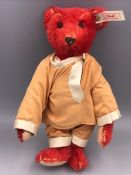 Steiff Red Bear in silk pyjamas #653773