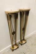 Two tall hallway console stands with gold decorative detail and claw feet 112cm H x 28cm W