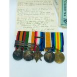 Medal Bar for Pte J P Hoctor East Yorkshire Regiment. He enlisted in 1890 serving in South Africa,