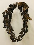 A decorative metal wreath