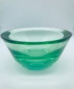 Moser Heavy Modernist glass bowl 20cm Diameter, acid stamped makers mark