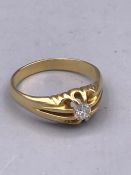 A Solitaire Diamond in an 18ct yellow gold setting